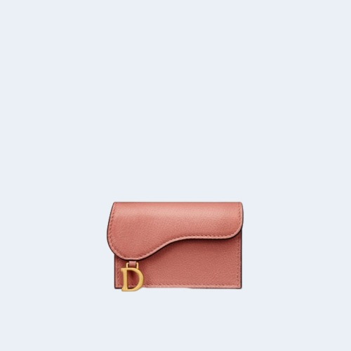 새들 플랩 카드 지갑 핑크